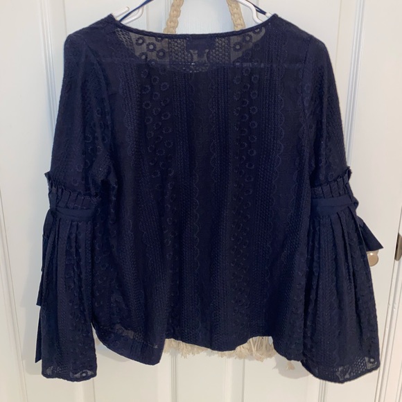 Dark blue flared sleeved boho top - Picture 2 of 4